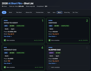 Shot List for Short Films