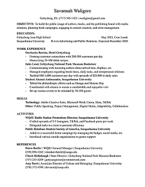 Savannah's Resume